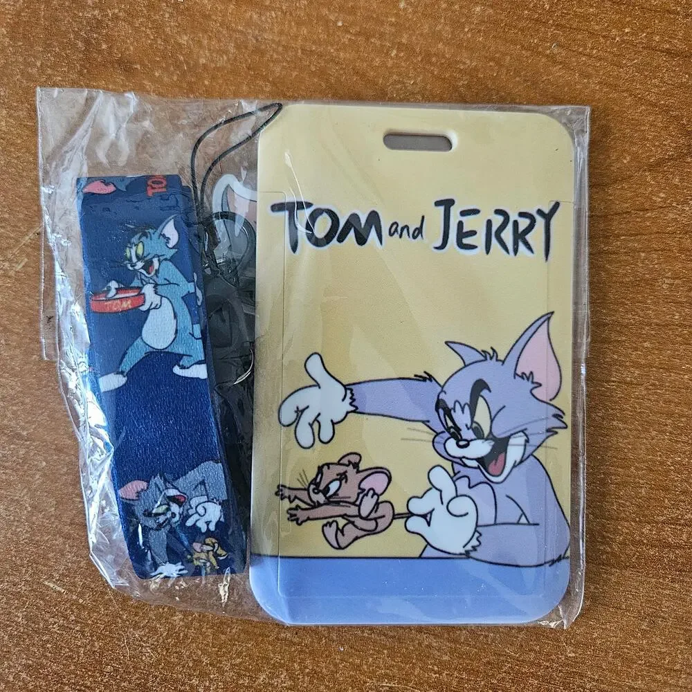 Tom and Jerry Lanyard with Badge Holder & Charm Classic Cartoon Print